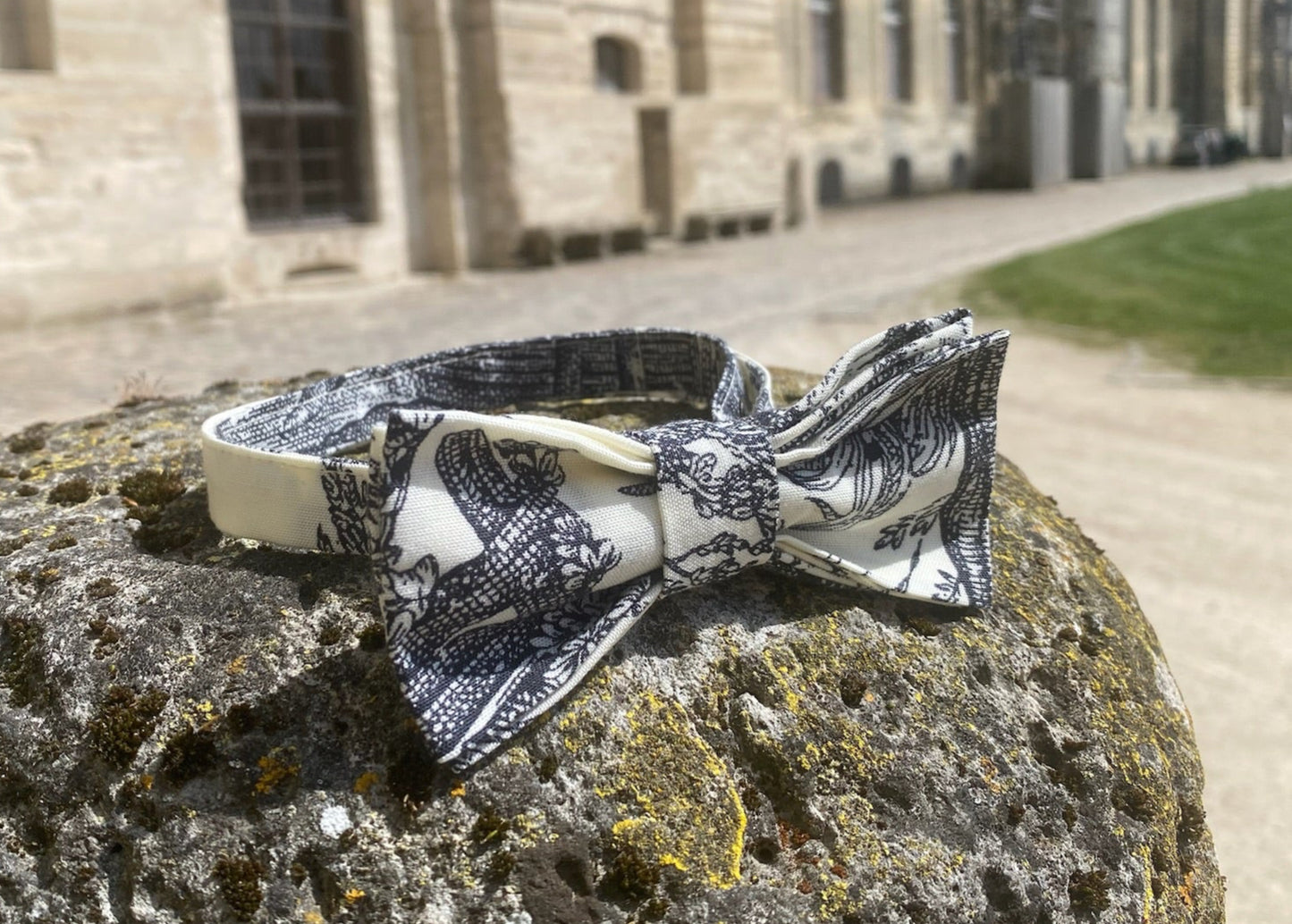 Nœud papillon porté – création artisanale en tissu français historique