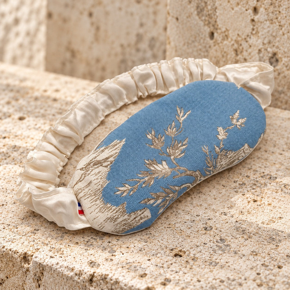 Masque de sommeil bleu à motif végétal