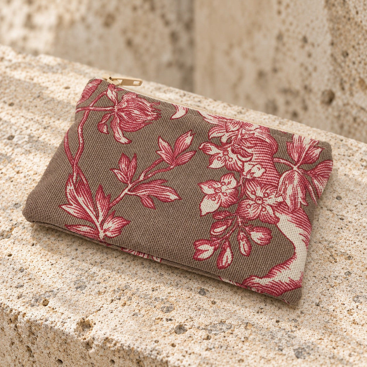 Porte-monnaie fleuri rose d'Ermenonville